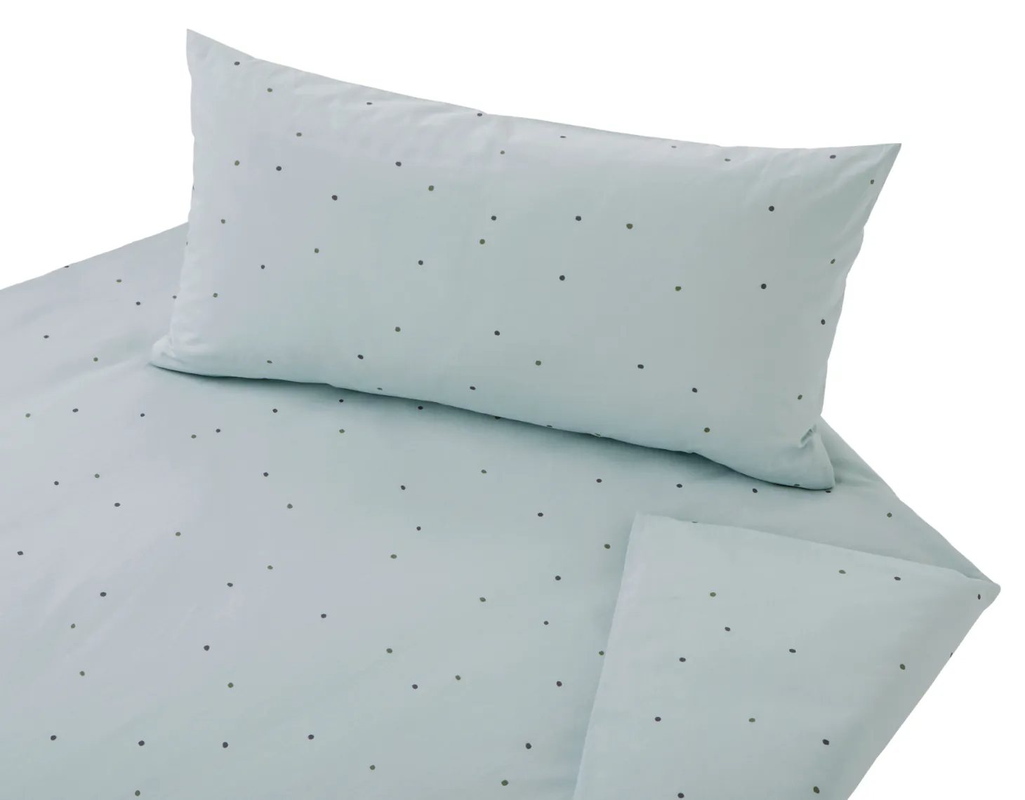 Edel-Linon Bettwäsche Dancing Dots – Farbe wasserblau (Cotonea)