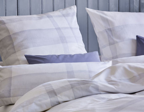BIO Baumwolle Satin Bettwäsche Aquarell Karo Cotonea