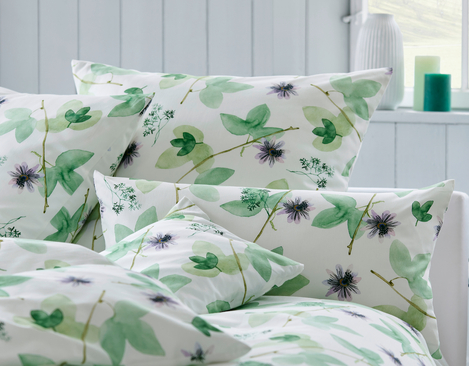 BIO Baumwolle Satin Kissenbezug Grüne Pflanzenwelt Cotonea