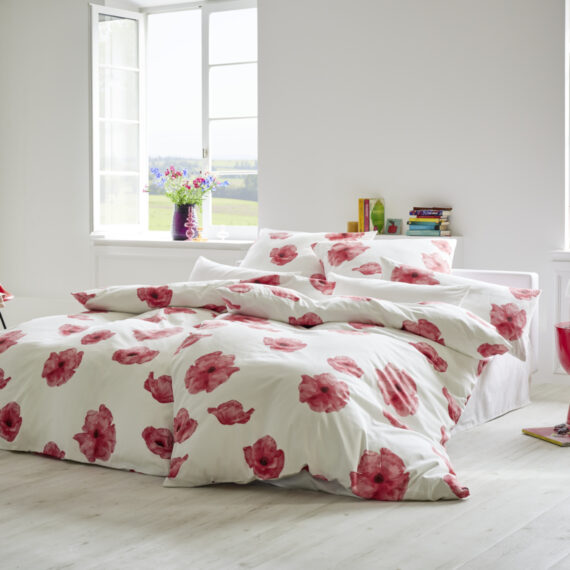 BIO Baumwolle Satin Bettwäsche Mohnblume Cotonea