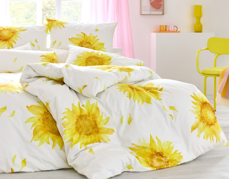 BIO Baumwolle Satin Bettwäsche Sonnenblume Cotonea